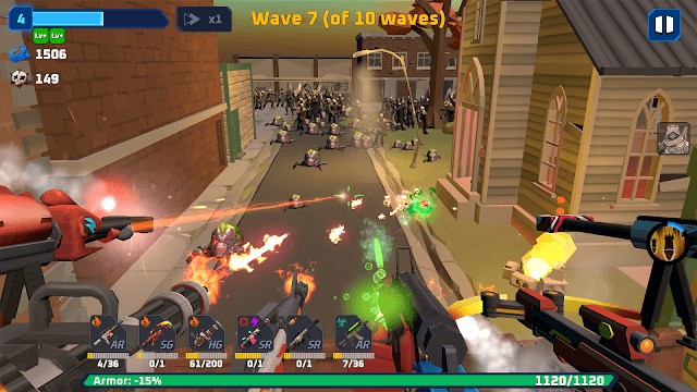 Bắn súng góc nhìn thứ nhất chống lại bầy zombie đông đảo trong game Bulletstorm: Zombie Waves