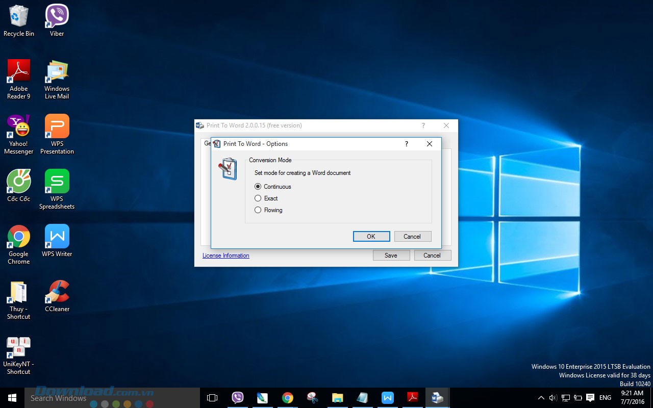 Lựa chọn chế độ