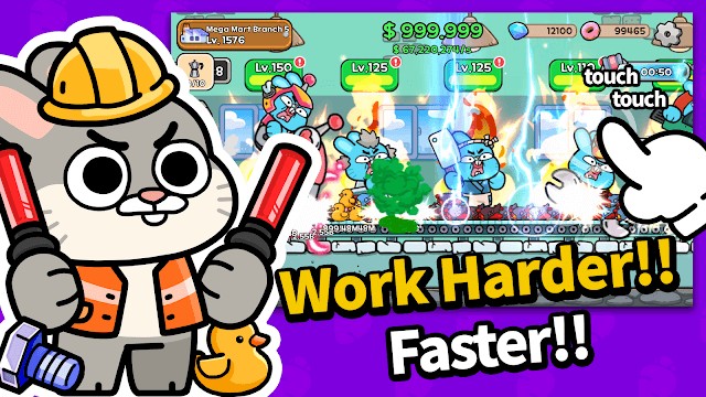 Chạm để giúp những chú thỏ làm việc nhanh hơn, chăm chỉ hơn trong game Bunny Village
