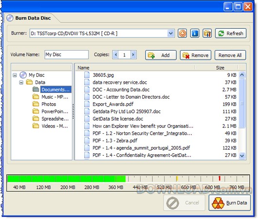 Burn My Files ghi trực tiếp vào đĩa CD hoặc DVD
