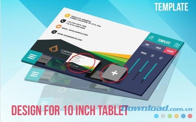 Thiết kế danh thiếp trên tablet màn hình 10 inch hoặc 7 inch