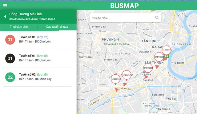 Chi tiết các tuyến xe bus đi qua