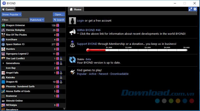 Giao diện chính của phần mềm phát triển game BYOND