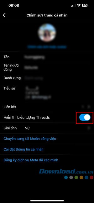 cach an hien thi tai khoan threads tren tieu su instagram 4*470508
