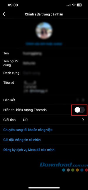 cach an hien thi tai khoan threads tren tieu su instagram 5*470504