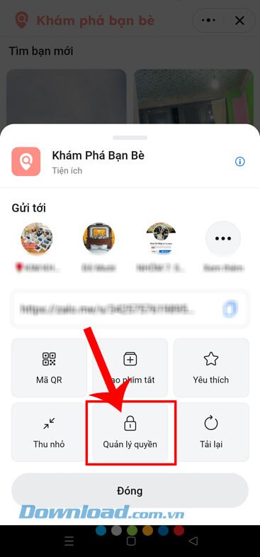 Nhấn vào mục Quản lý quyền