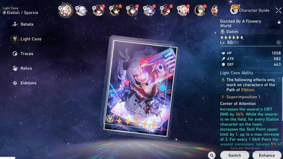 Chỉ số Sparxie trong Honkai Star Rail