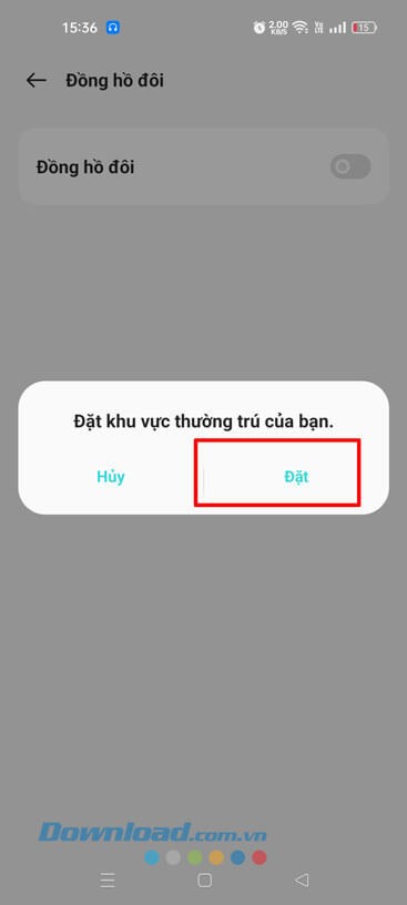 Nhấn vào mục Bật