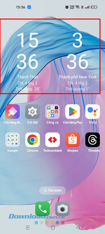 Đã cài đặt đồng hồ đôi