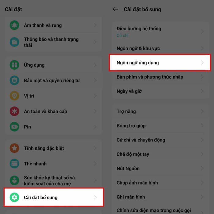 Hướng dẫn cài đặt ngôn ngữ ứng dụng trên điện thoại OPPO