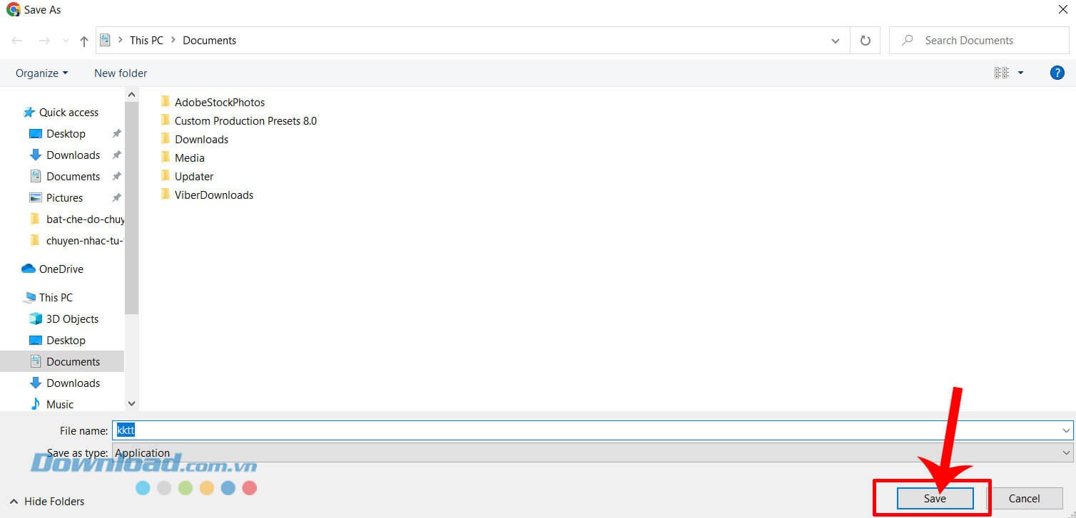 Nhấn vào nút Save