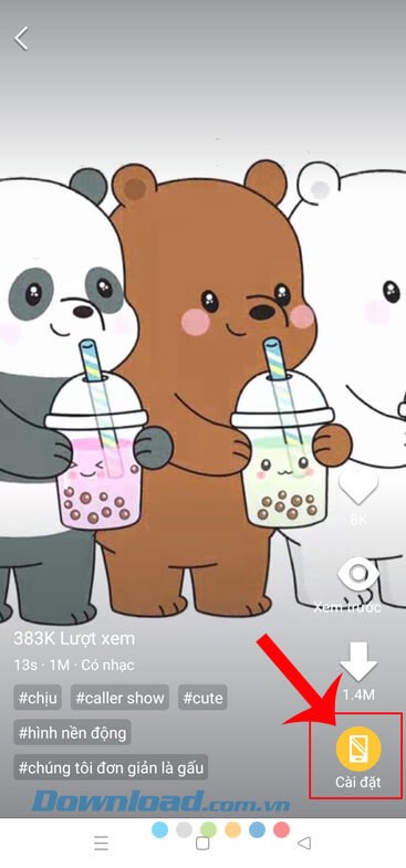 Nhấn vào mục Cài đặt