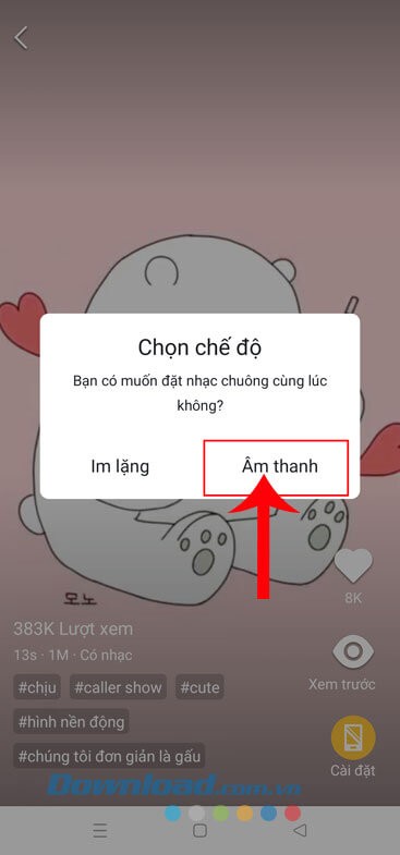 Chạm vào mục Âm thanh