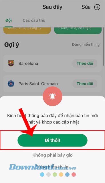 Chạm vào nút Đi thôi