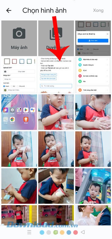 Chọn một tấm ảnh bất kỳ làm ảnh đại diện
