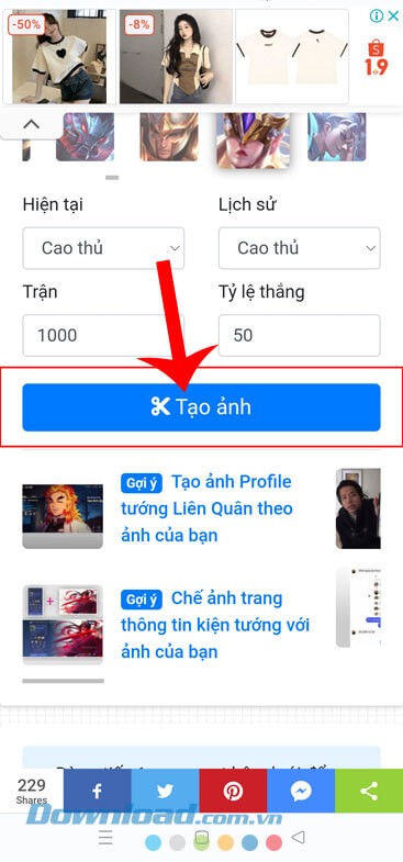 Nhấn vào nút Tạo ảnh.