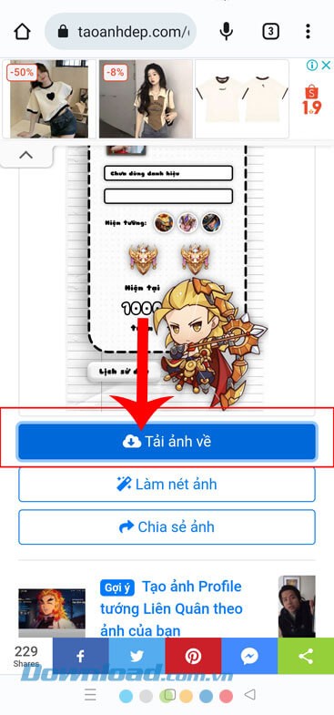 Cuối cùng, ấn vào nút Tải ảnh về.