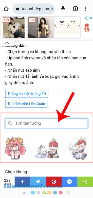 Hướng dẫn chế ảnh chibi thông tin kiện tướng Liên Quân Mobile