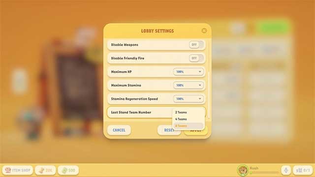 Trong mục Last Stand Team Number, hãy thay đổi số đội thành 8 Teams