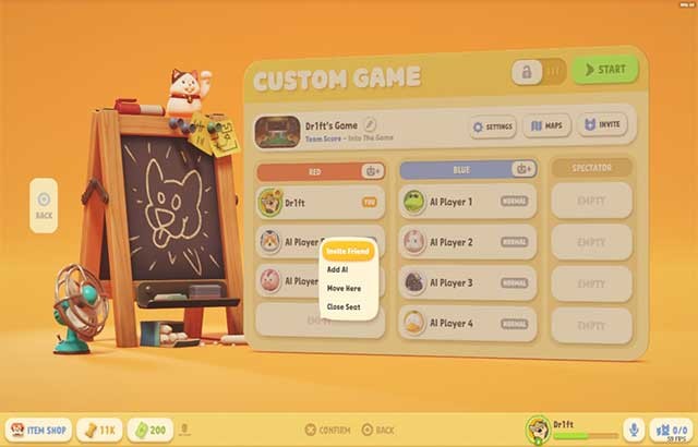 Khi đã chọn xong bản đồ, bạn có thể bắt đầu thêm người chơi vào danh sách