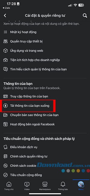 chuyen bai dang tu Facebook sang Zalo 6*460681