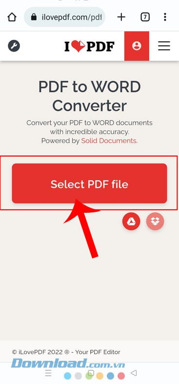 Ấn vào nút Select PDF file