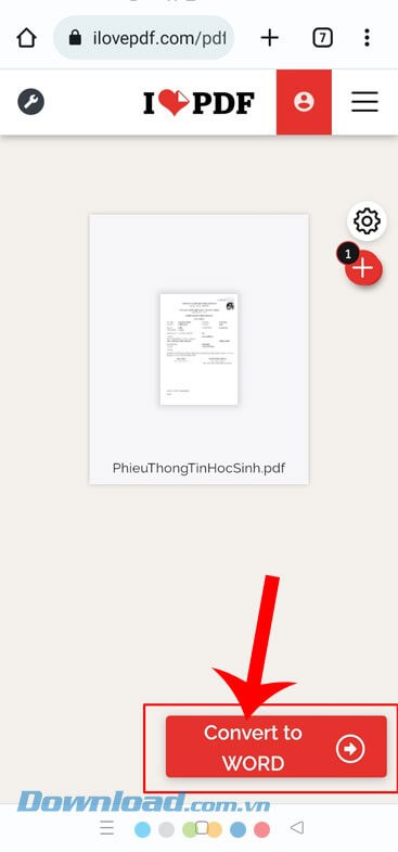 Nhấn vào nút Convert to Word
