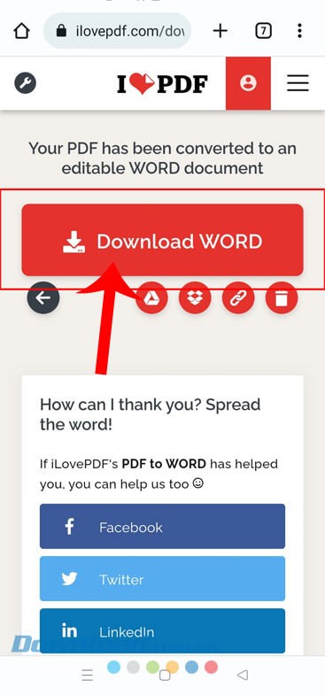 Ấn vào nút Download Word