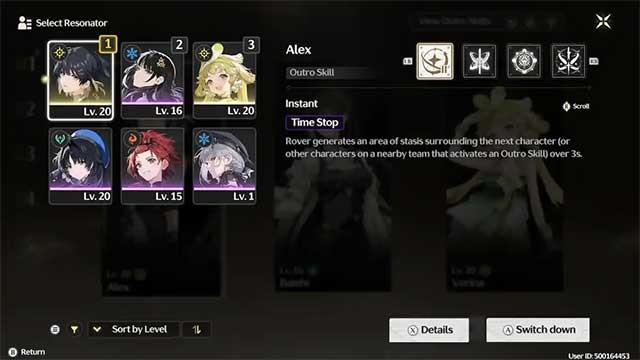 Nhấn nút hoặc phím tương ứng để chuyển đổi nhân vật trong đội