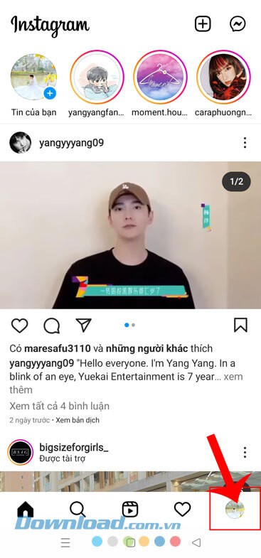 Ấn vào biểu tượng tài khoản