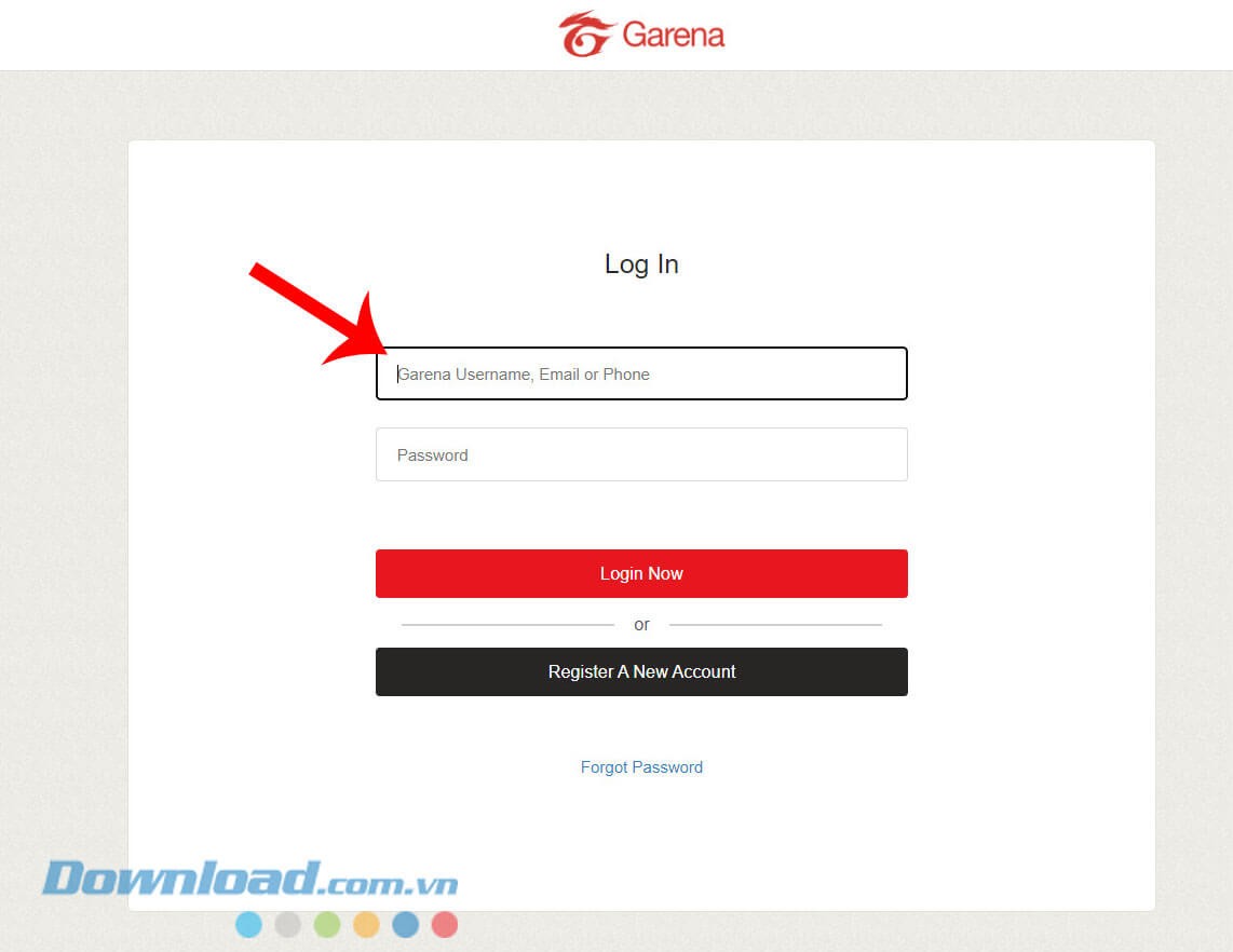Đăng nhập tài khoản Garena của mình