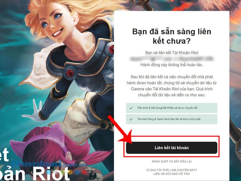 Nhấp chuột vào nút Liên kết tài khoản