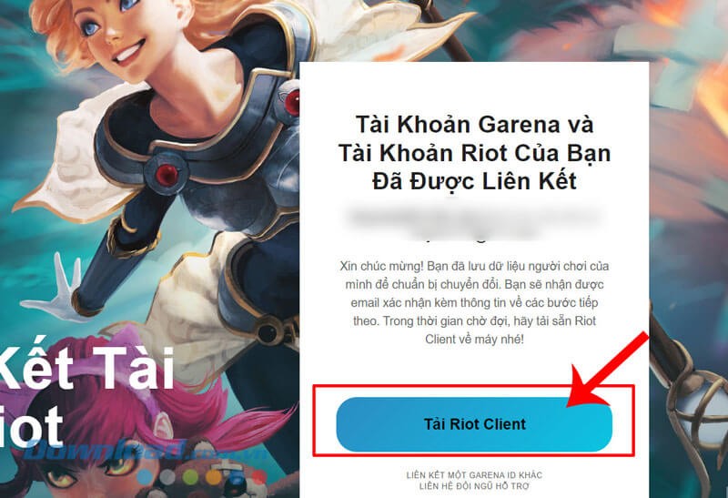 Nhấn vào nút Tải Riot Client, để tải, cài đặt cổng game Riot về máy tính