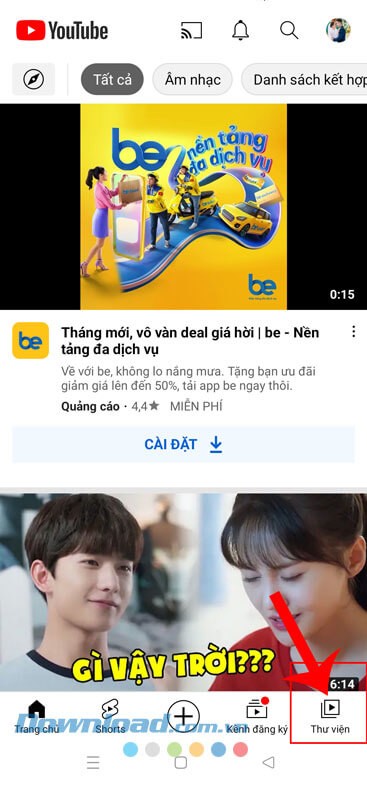 Ấn vào mục Thư viện