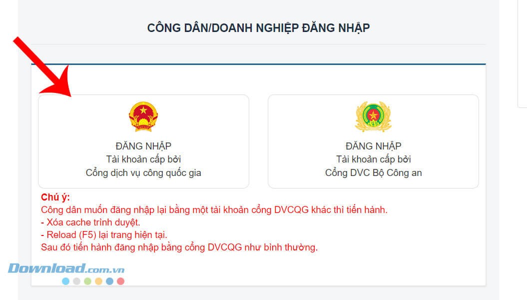 Đăng nhập tài khoản Cổng Dịch vụ công Bộ Công An
