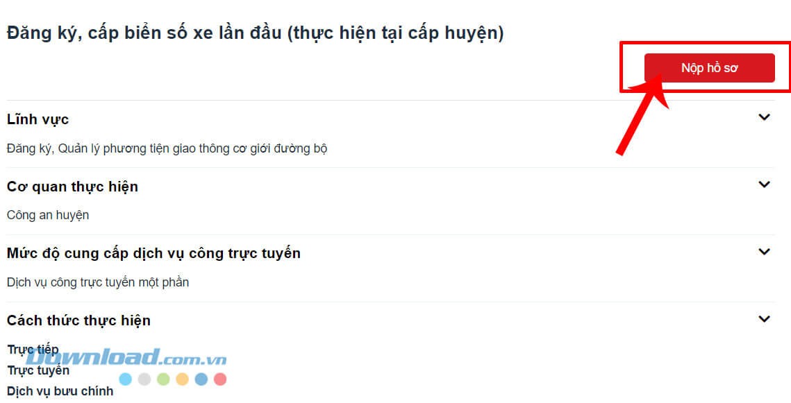 Click chuột vào nút Nộp hồ sơ.