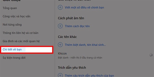 Chi tiết về bạn