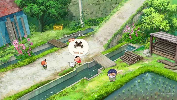 Thu thập côn trùng, cá, rau củ cũng giúp người chơi mở khóa thành tựu trong Shin chan: Shiro and the Coal Town
