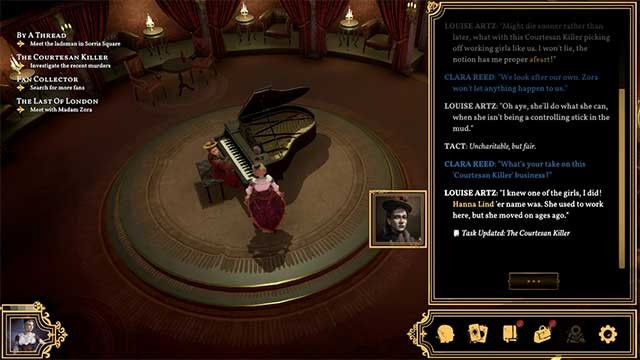 Nói chuyện với Louise Artz đang ngồi bên cây đàn piano về vụ giết người