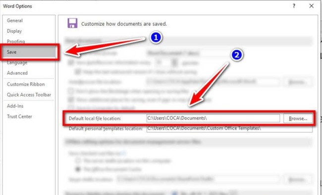 Default file locatio
