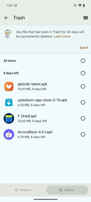 cach don sach thung rac tren Android 2*465924
