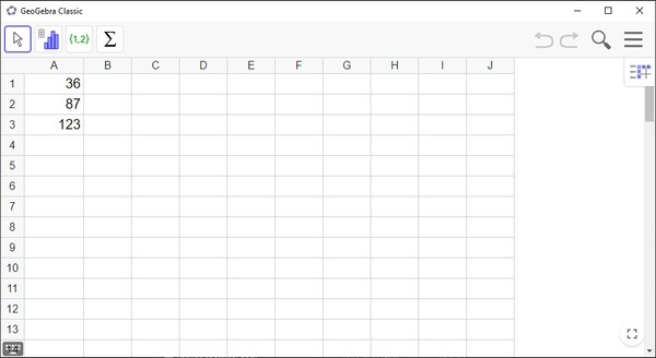 Ví dụ về cách dùng bảng tính trong GeoGebra