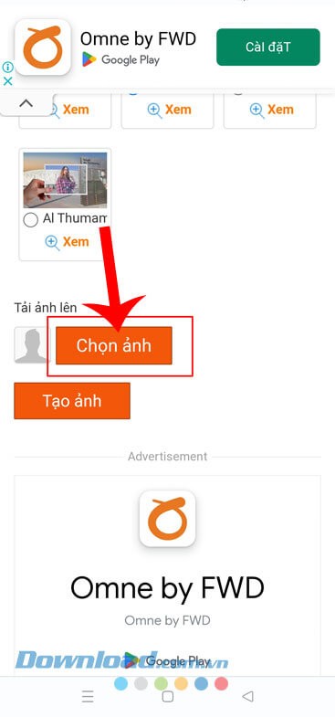 Chạm vào nút Chọn ảnh