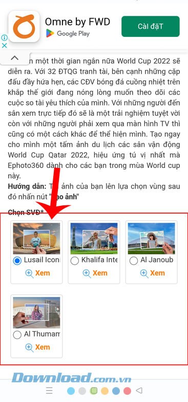 Ghép ảnh check-in sân vận động World Cup 2022: Hướng dẫn chi tiết