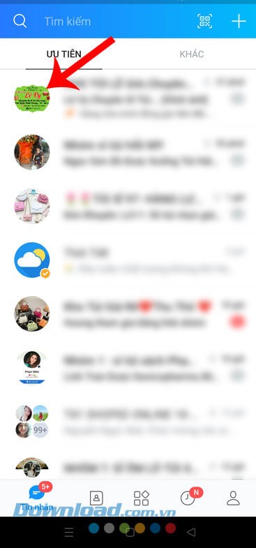 Truy cập vào một cuộc trò chuyện Zalo bất kỳ