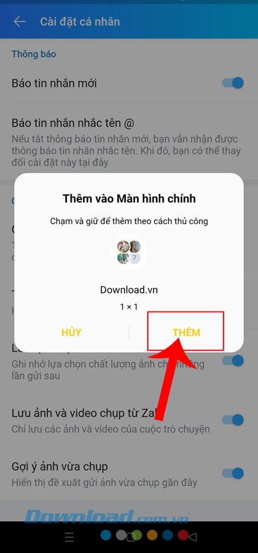 Chạm vào nút Thêm
