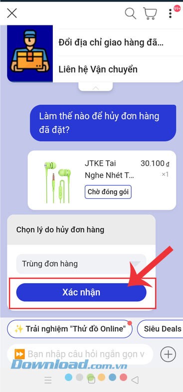 Ấn vào nút Xác nhận