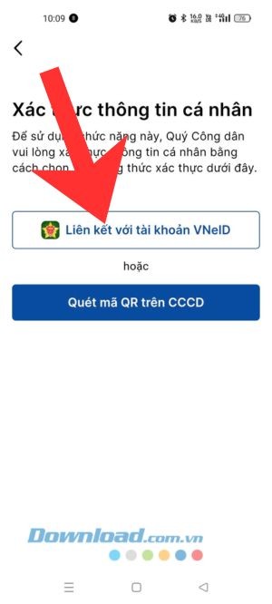 Chạm vào mục Liên kết với tài khoản VNeID