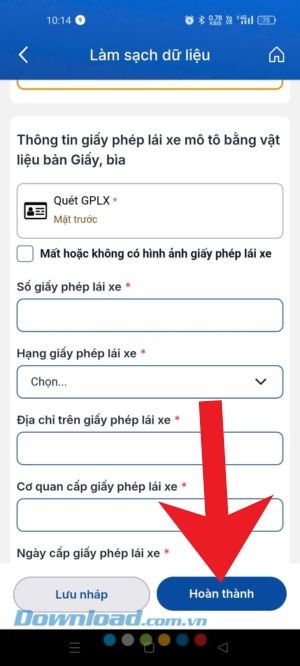 Chạm vào nút Hoàn thành