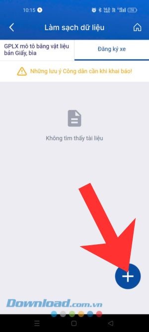 Tại mục Đăng ký xe, chạm vào biểu tượng dấu